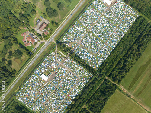 Camping ground at music festival in Biddingshuizen, The Netherlands. photo