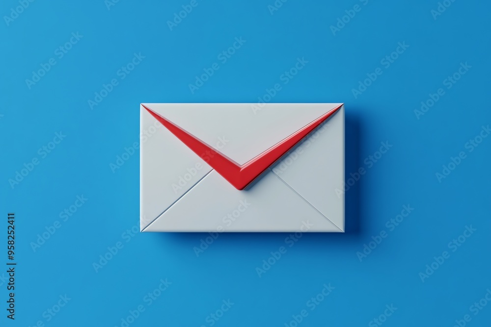 White Envelope with Red Seal on Blue Background White Envelope with Red Seal on Blue Background