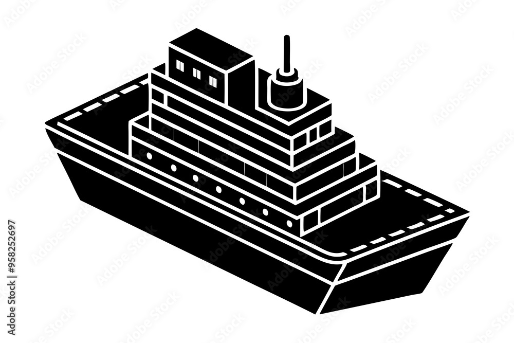 Cargo and passenger vessels icon set. Cargo and passenger ships silhouette on white. Vector illustration Cargo and passenger vessels icon set. Cargo and passenger ships silhouette on white. Vector illustration