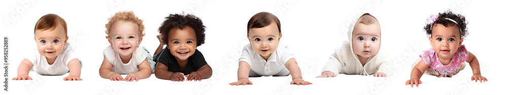 Diverse baby full body png cut out element set Diverse baby full body png cut out element set