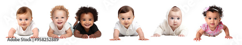 Diverse baby full body png cut out element set