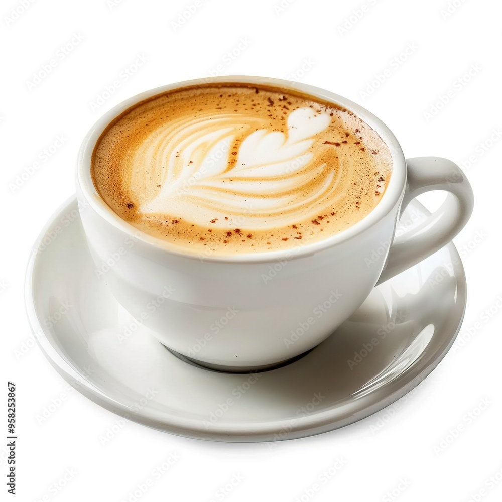 A cup of cappuccino isolated on white background A cup of cappuccino isolated on white background