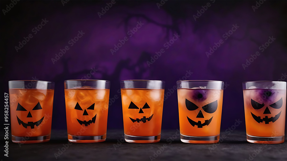 Fototapeta premium Halloween themed drink, mysterious purple background