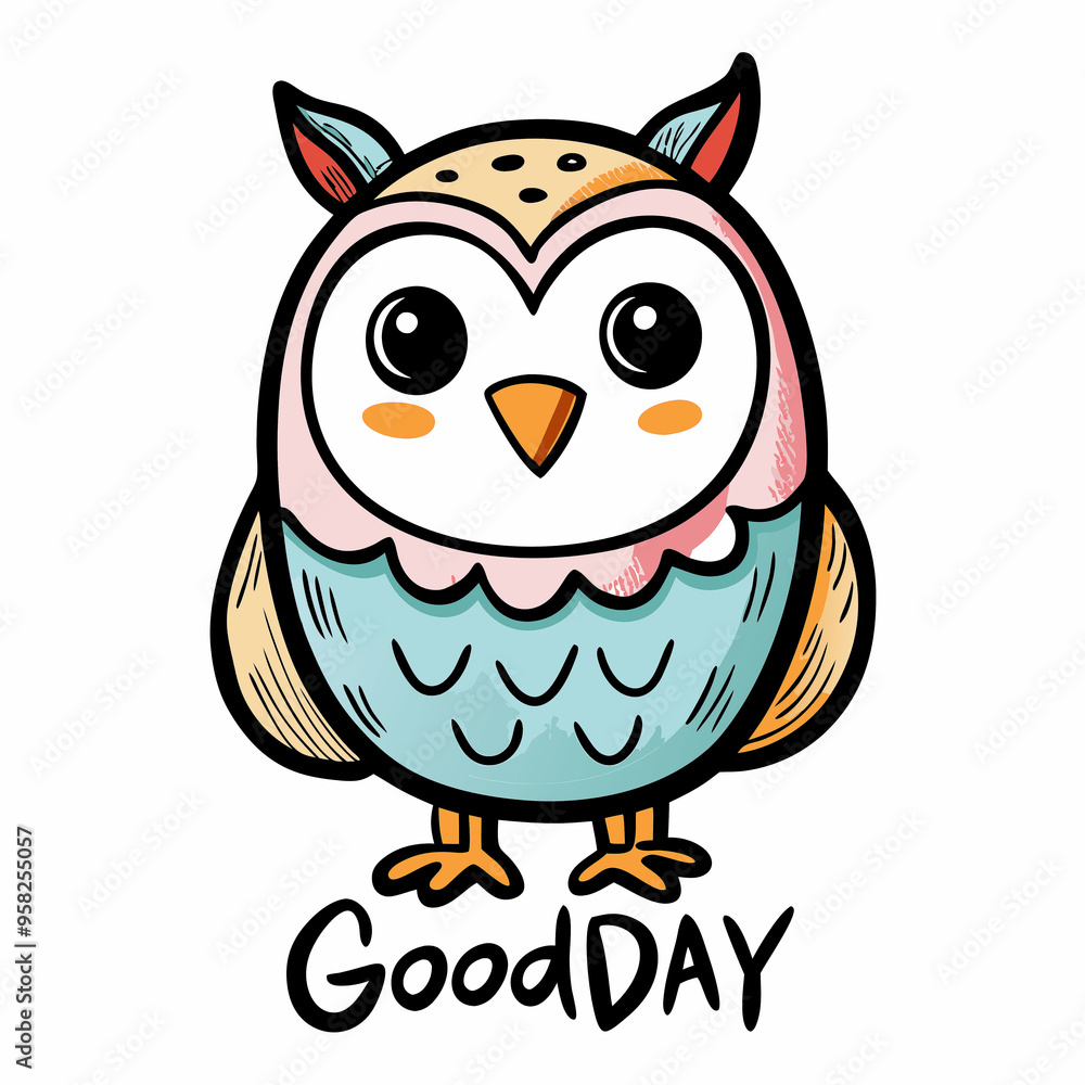 Obraz premium Baby owl bird charactor watercolour drawing