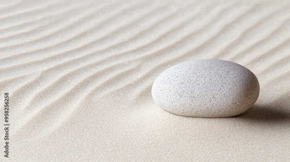 A solitary, smooth pebble on a pristine sand surface, representing natural minimalist simplicity. A solitary, smooth pebble on a pristine sand surface, representing natural minimalist simplicity.