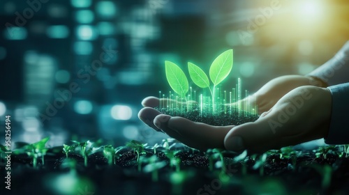 Corporate leaders analyzing the impact of green bonds, commitment to sustainable business, close up, financial growth theme, ethereal, Multilayer, urban office backdrop