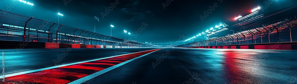 Race Track Night Lights Realistic Image