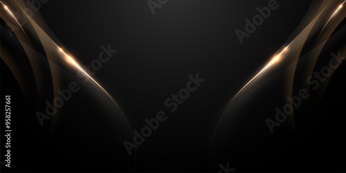 Abstract modern design black background with luxury golden elements vector illustration.