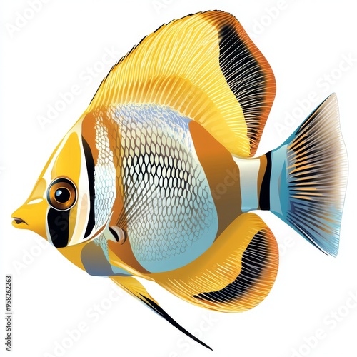 vector graphic of a threadfin butterfly fish photo