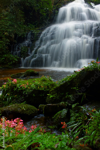 Mun Daeng Waterfall, A large waterfall hidden in a deep forest in Phu Hin Rong Kla National Park, Thailand.