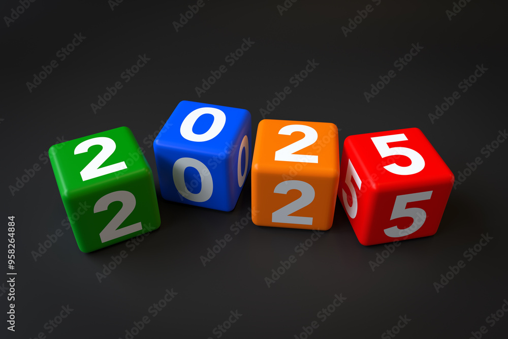 New Year 2025 Creative Design Concept - 3d Rendering New Year 2025 Creative Design Concept - 3d Rendering