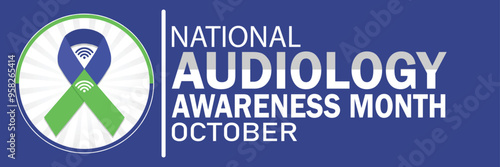 National Audiology Awareness Month October. Vector illustration. Suitable for greeting card, poster and banner.