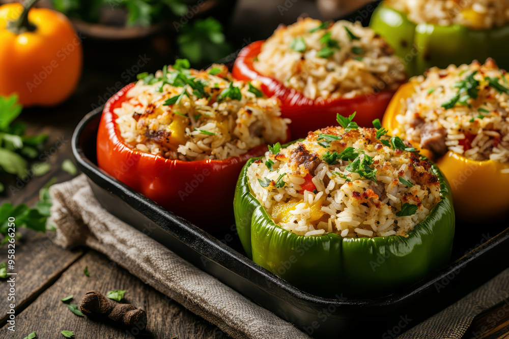 Stuffed peppers with meat and rice Stuffed peppers with meat and rice