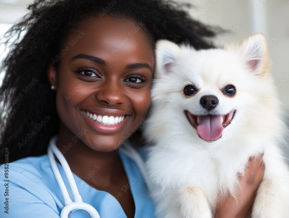Veterinarian with Happy Puppy Veterinarian with Happy Puppy