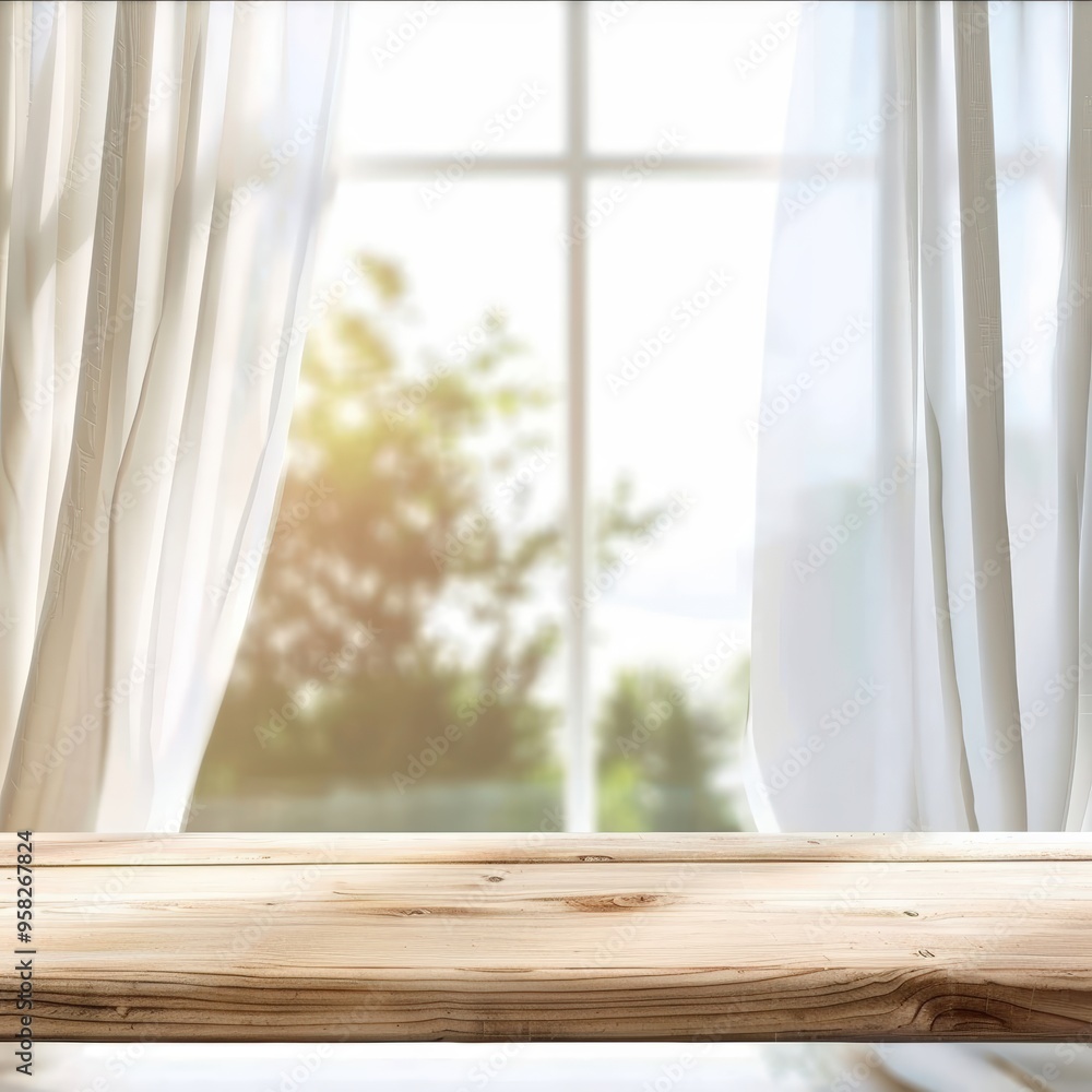 Wooden table by window Wooden table by window