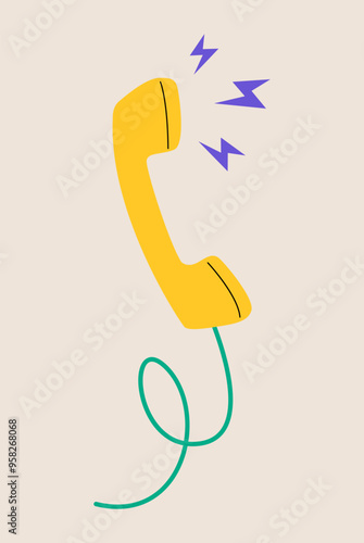 Furious complain telephone from customer or client. Colorful vector illustration