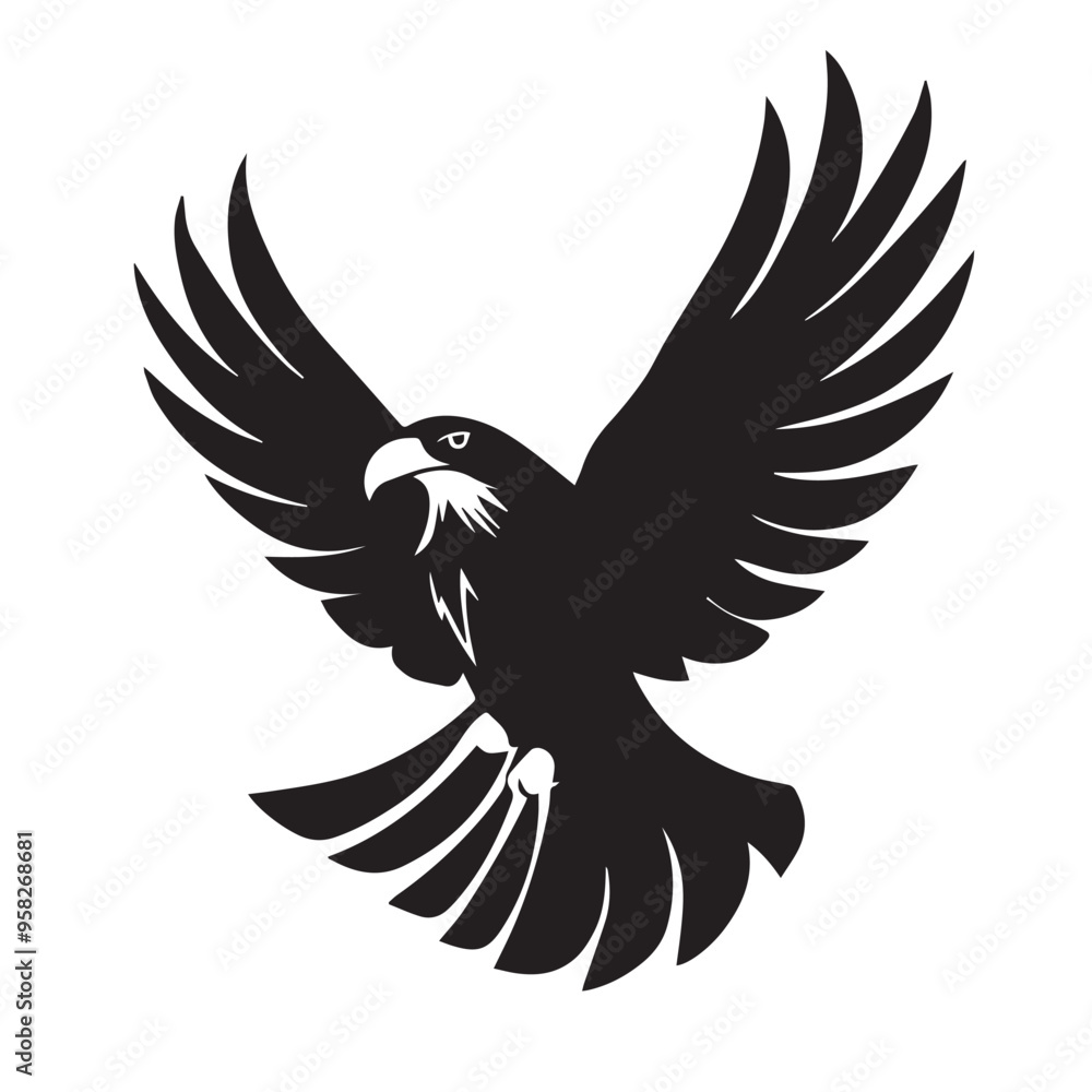 Fototapeta premium Eagle in cartoon, doodle style . Image for t-shirt, web, mobile apps and ui. Isolated 2d vector illustration in logo, icon, sketch style, Eps 10, black and white. AI Generative