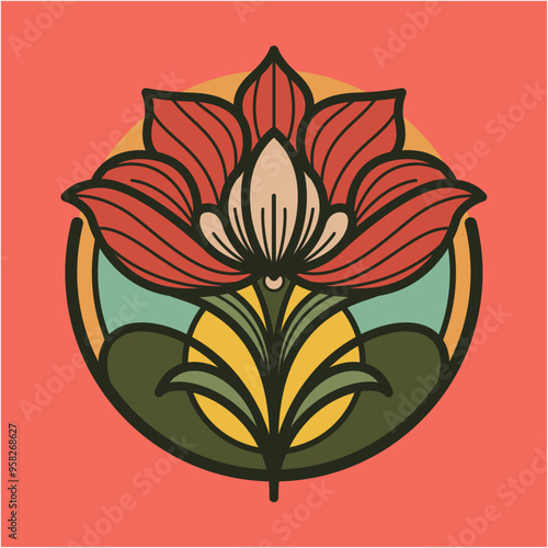 Art Nouveau Flower 08