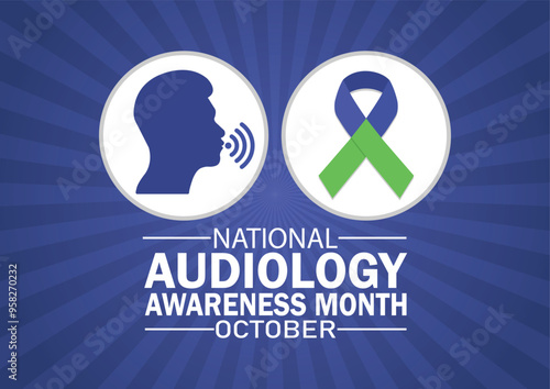 National Audiology Awareness Month October. Holiday concept. Template for background, banner, card, poster with text inscription. Vector illustration.