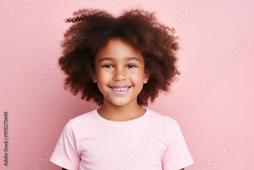 Pink background Happy black american african child Portrait of young beautiful kid Isolated on Background ethnic diversity equality acceptance 