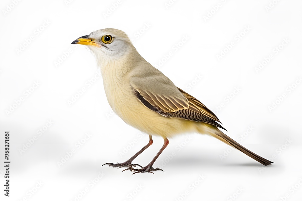 Fototapeta premium Cattle tyrant bird on white background, AI Generated