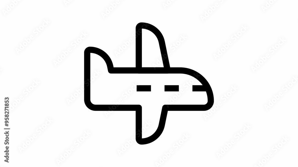 Animation of an airplane icon on a
white background. 4K video. Looped animation. Animation of an airplane icon on a
white background. 4K video. Looped animation.