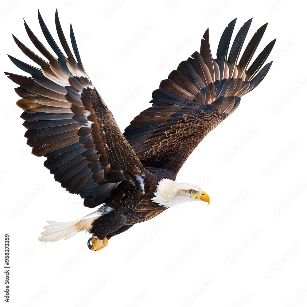 Fototapeta premium A powerful eagle with its wings outstretched, 