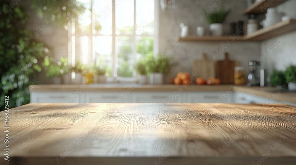 Sunlit Kitchen with Wooden Countertop. Sunlit kitchen featuring a wooden countertop, potted plants, and natural decor, creating a fresh and airy cooking environment. Sunlit Kitchen with Wooden Countertop. Sunlit kitchen featuring a wooden countertop, potted plants, and natural decor, creating a fresh and airy cooking environment.