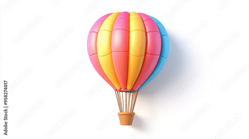 3d colorful hot air balloon on a white background 3d colorful hot air balloon on a white background