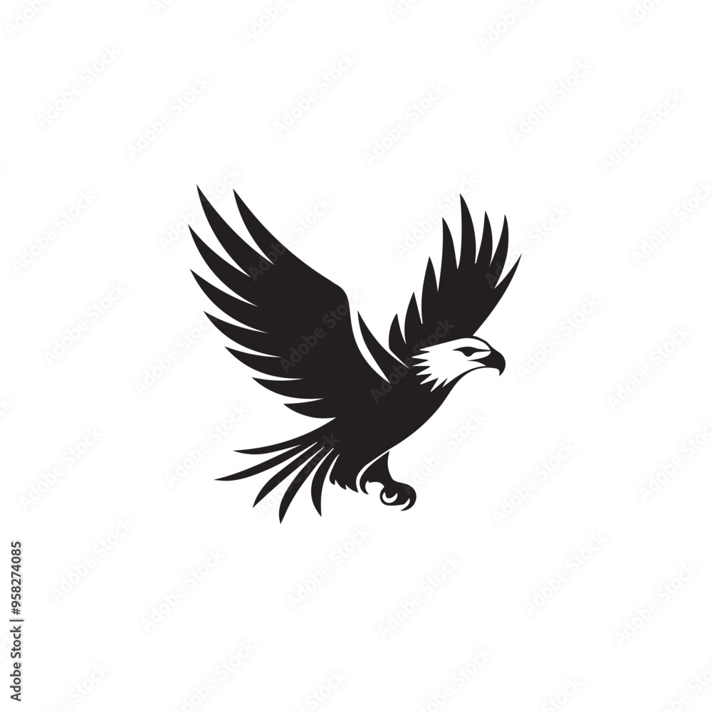 Fototapeta premium Eagle in cartoon, doodle style . Image for t-shirt, web, mobile apps and ui. Isolated 2d vector illustration in logo, icon, sketch style, Eps 10, black and white. AI Generative