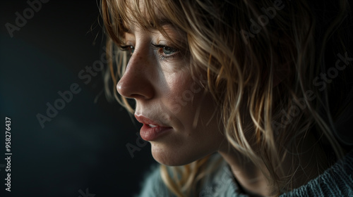 Close-up of a pensive woman looking away