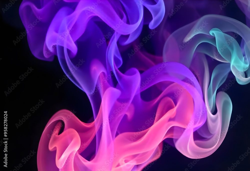 Swirling pink and purple smoke against a dark background Swirling pink and purple smoke against a dark background