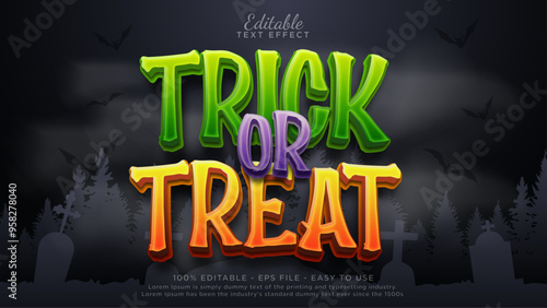 Editable text effect halloween theme, Trick or treat text effect template