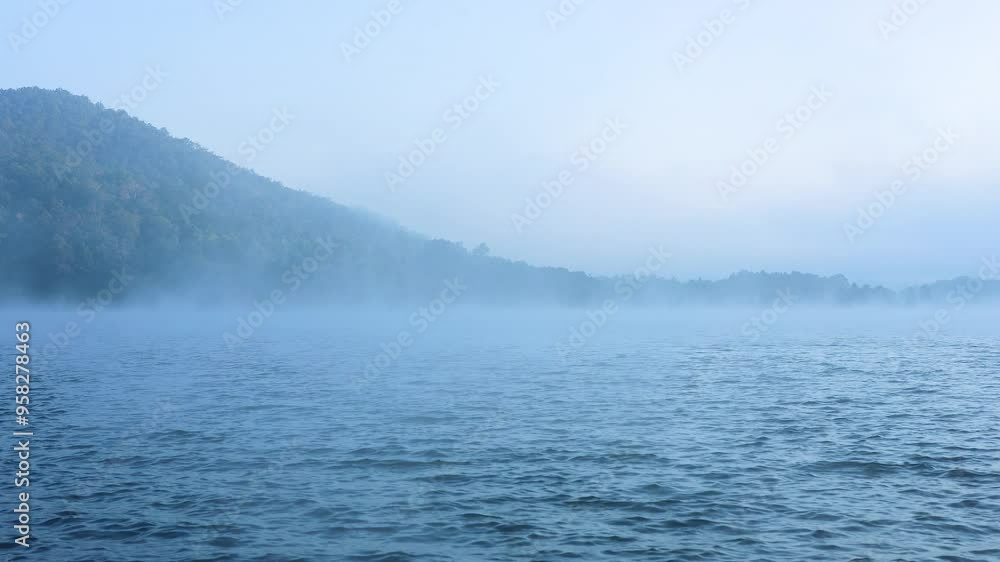 Foggy River and Mountain Landscape