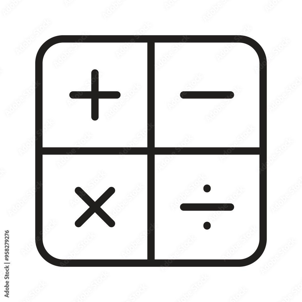 Simple math icon representing mathematical calculations Simple math icon representing mathematical calculations