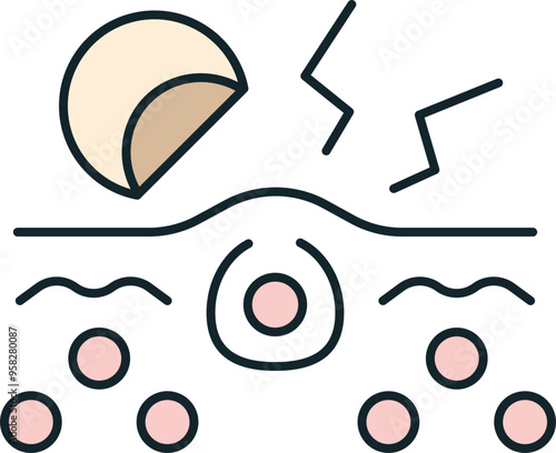 Skin care concept icon representing dry skin losing moisture