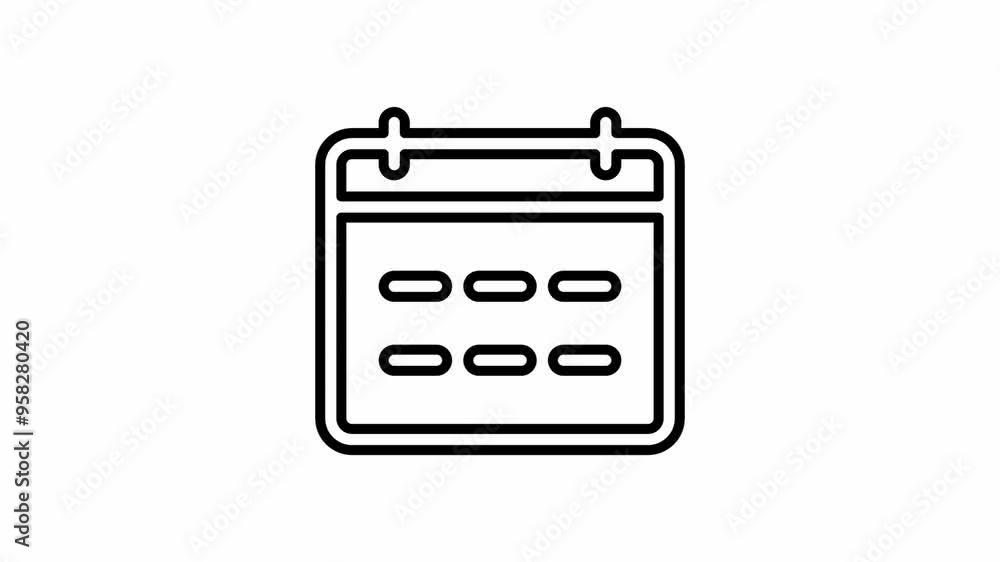 Animation of a calendar icon on a white background. 4K video. Looped animation. Animation of a calendar icon on a white background. 4K video. Looped animation.