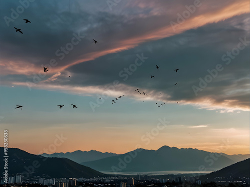 paraglider over the mountains,Ai generated 