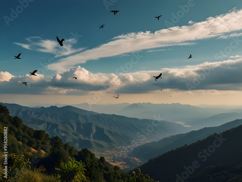 paraglider over the mountains,Ai generated 