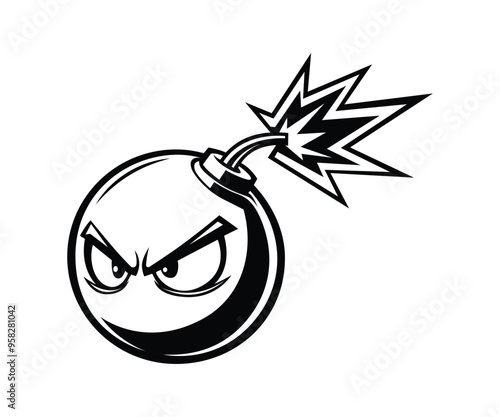 Angry Bomb Cartoon Vector