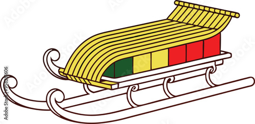 Classic sledge with sturdy wooden planks designed for reliable winter fun and easy transport across snow
