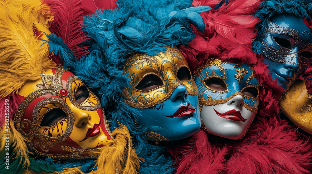 Colorful Carnival Masks Displayed in Venice Colorful Carnival Masks Displayed in Venice