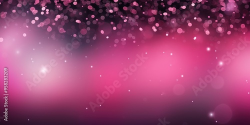 Pink banner dark bokeh particles glitter awards dust gradient abstract background. Futuristic glittering in space on pink background blank empty with copy space