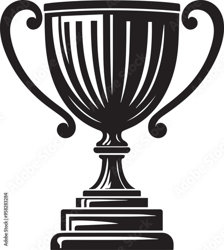 Trophy black icon silhouette, Trophy cup icon vector illustration,