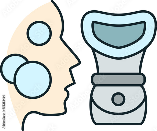 Profile of a woman with impurities undergoing a facial steam bath