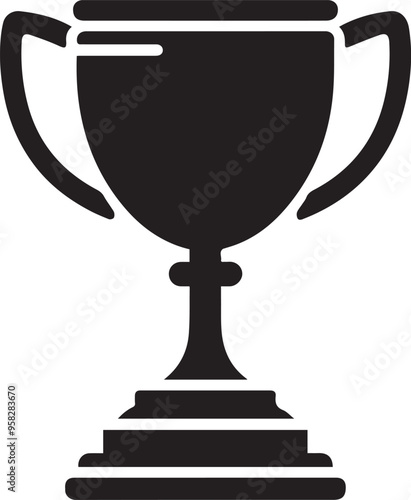 Trophy black icon silhouette, Trophy cup icon vector illustration,