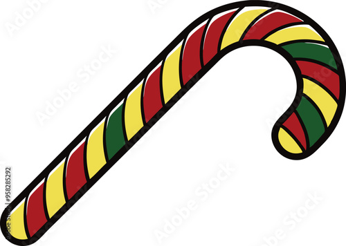 Red and white striped candy cane perfect for sweetening your festive decorations
