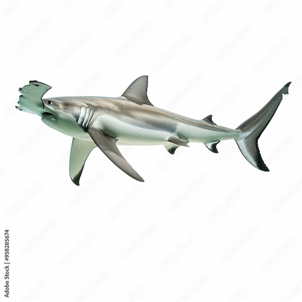 Fototapeta premium Hammerhead shark gliding isolated