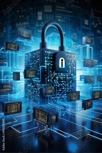 Advanced Cybersecurity Concept with AI and Encryption