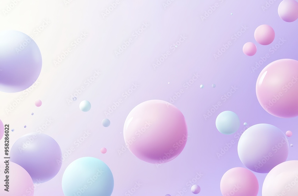 Pastel spheres float on a gradient background. Pastel spheres float on a gradient background.